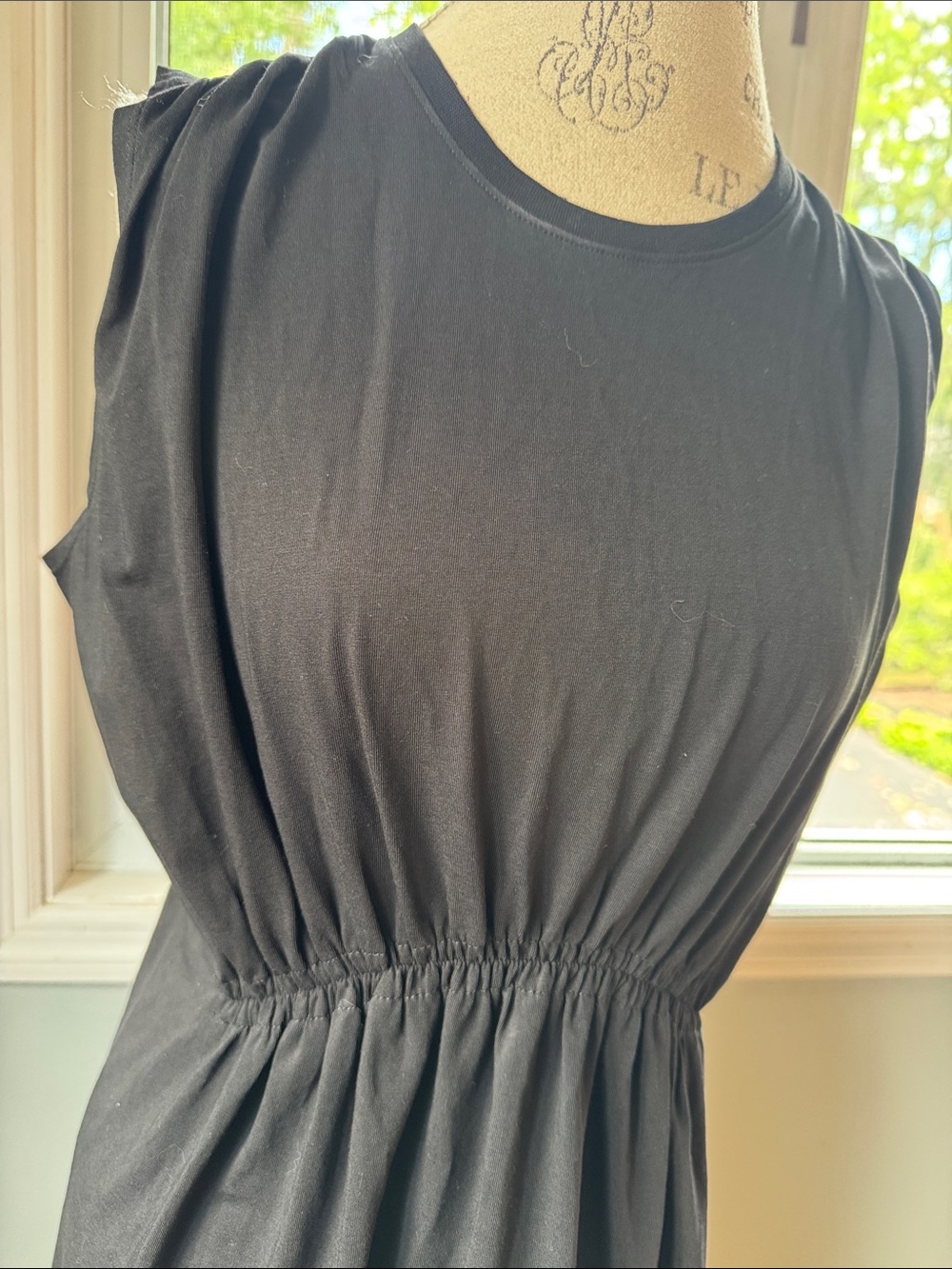 ATM black pima cotton knit sleeveless ruched waist mini dress large‎ - Picture 3 of 9